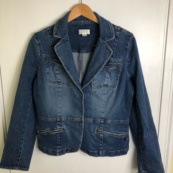 Loft Ann Taylor Denim Jean Jacket Size 12 - Picture 1 of 8